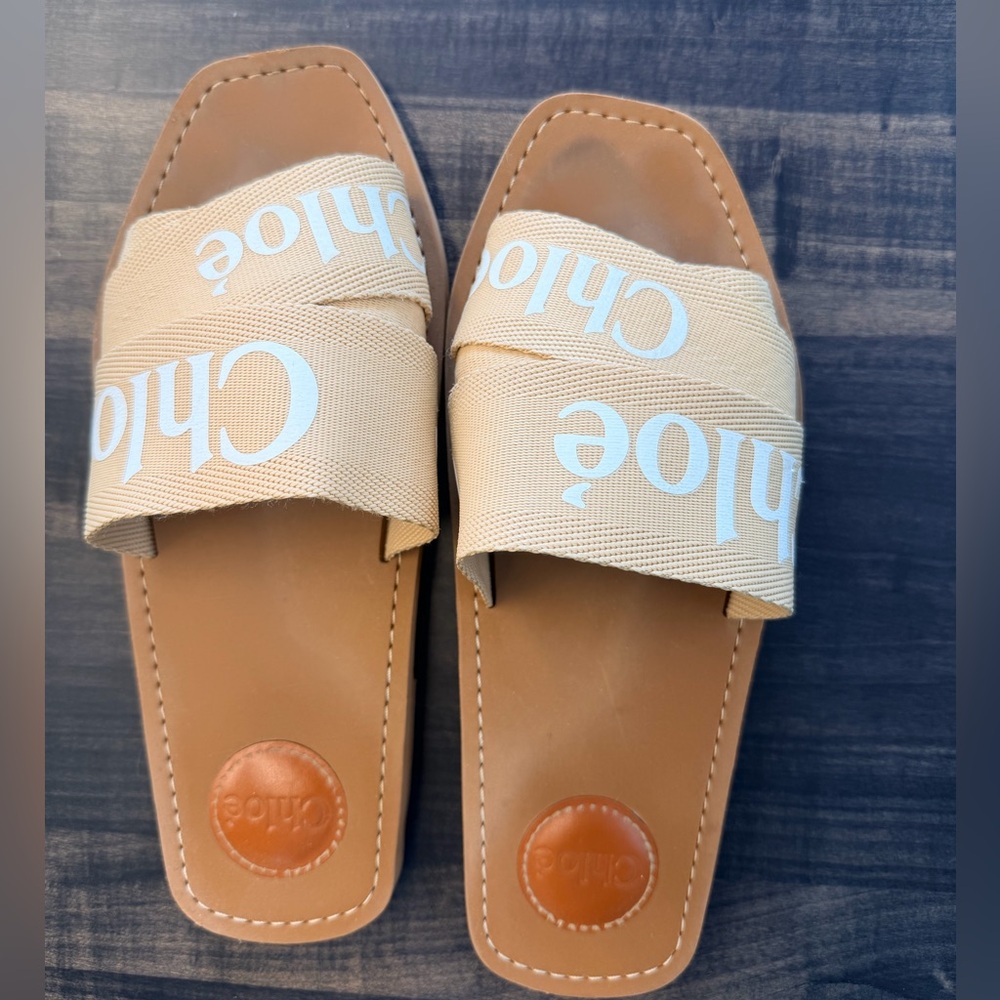 Chloe Tan and Cream Sandals